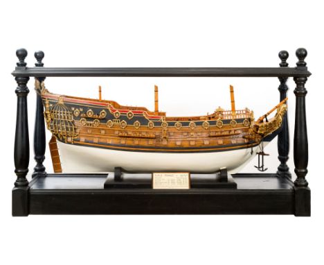 AN IMPRESSIVE 1:48 SCALE NAVY BOARD STYLE MODEL OF THE PRINCE [1670], modelled by Alan Walker after the Science Museum origin