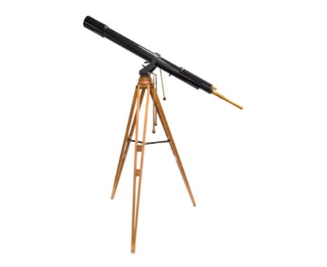 A 5IN. ASTRONOMICAL REFRACTING TELESCOPE BY T. COOKE & SONS LTD, LONDON & YORK, the 52in. black enamelled main tube with star