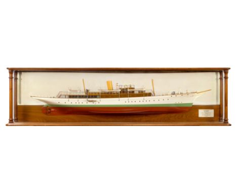 A FINE BUILDER'S MIRROR-BACK HALF MODEL FOR THE STEAM YACHT MINGARY, DESIGNED BY G.L. WATSON AND BUILT BY THE AILSA SHIP BUIL