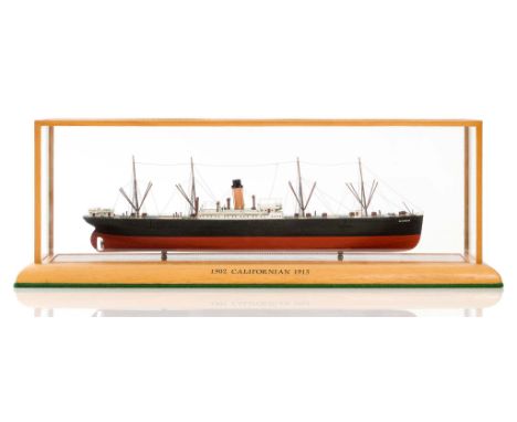 A DETAILED 32FT:1IN SCALE MODEL OF THE LEYLAND LINE PASSENGER/CARGO SHIP CALIFORNIAN [1902], modelled by R.A. Wilson with mas