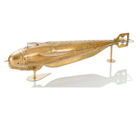 A RARE A. LG & CO. PATENT 'TRACTION TORPEDO', LONDON, CIRCA 1886, of tapering form, constructed in brass panels with adjustab