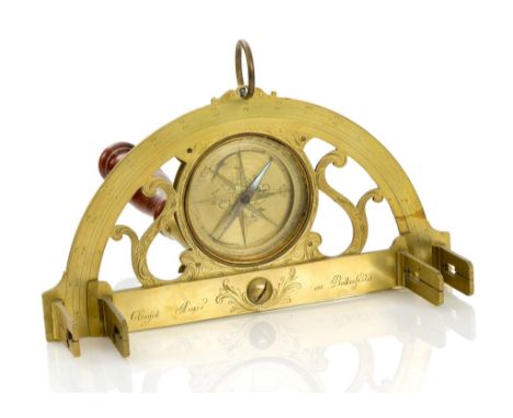 AN 18TH CENTURY BRASS GRAPHOMETER BY PIERRE REN CLERGET, signed on the inner sight bar Clerget … Paris au Butterfield, with i