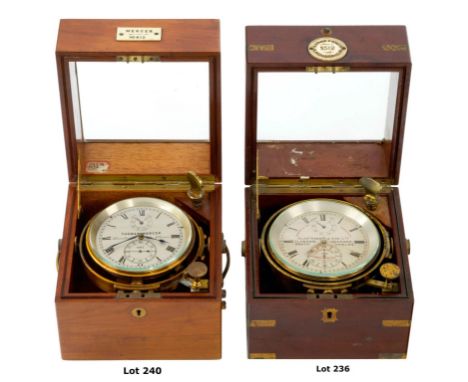 A TWO-DAY MARINE CHRONOMETER BY THOMAS MERCER, LONDON & ST. ALBANS, CIRCA 1918, the 4in. silvered dial with Roman numerals si