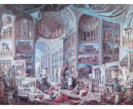 AFTER GIOVANNI PAOLO PANNINIGallery of Views of Ancient Rome reproduction print laid on board  96 x 128cm