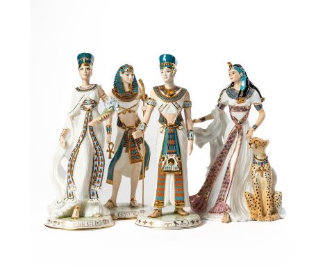 WEDGWOOD; A SET OF THREE FIGURES FROM 'THE LEGENDS OF THE NILE' COLLECTION (4)Nefertiti, Akhenaten and Tutankhamun, each appr