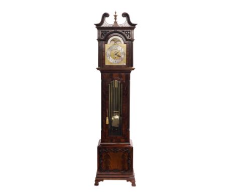 COMITTI, LONDON; THE EMPIRE FLOOR CLOCK, NO. 40, A MAHOGANY QUARTER TUBE CHIMING EIGHT-DAY LONGCASE CLOCK52cm wide; 230cm hig