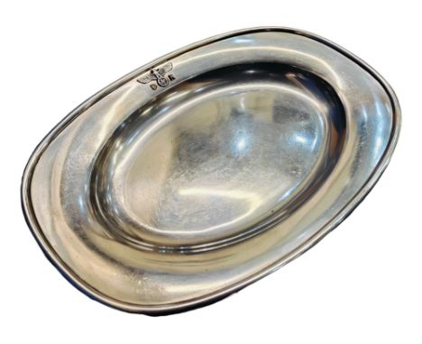 ADOLF HITLER - VERY RARE SMALL SILVER 'ALPAKA' SERVING PLATTER FROM ADOLF HITLER'S FIRST DINING WAGON 10 '242' ON THE FUHRERS