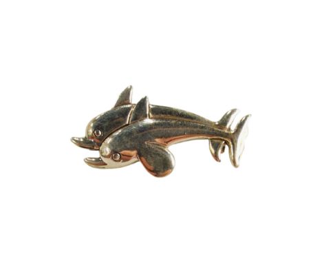 SILVER DOLPHIN BROOCH - POSSIBLY BY JENSON DENMARK 