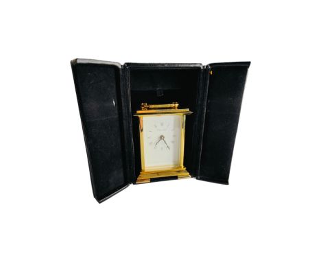 BRASS CARRIAGE CLOCK &amp; CASE - NEEDS ATTENTION 