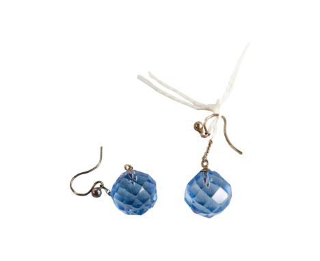 PAIR OF SILVER CRYSTAL BLUE EARRINGS 