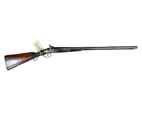 BLISSEH, LONDON - MUZZLE LOADING SIDE BY SIDE SHOTGUN. DAMASCUS BARRELS. BOTH LOCKS SIGNED BY MAKER. HALDSTOCK IN WALNUT WITH