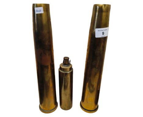 3 MILITARY BRASS SHELLS 