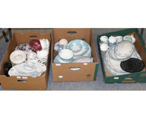 Assorted ceramics to include a part dinner service, part tea services, three Haviland plates (three boxes)