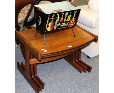 A G plan teak nest of tables and a Worcester ware magazine rack 