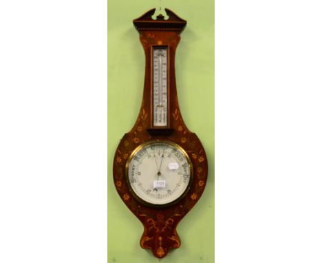 Painted mahogany wheel barometer 