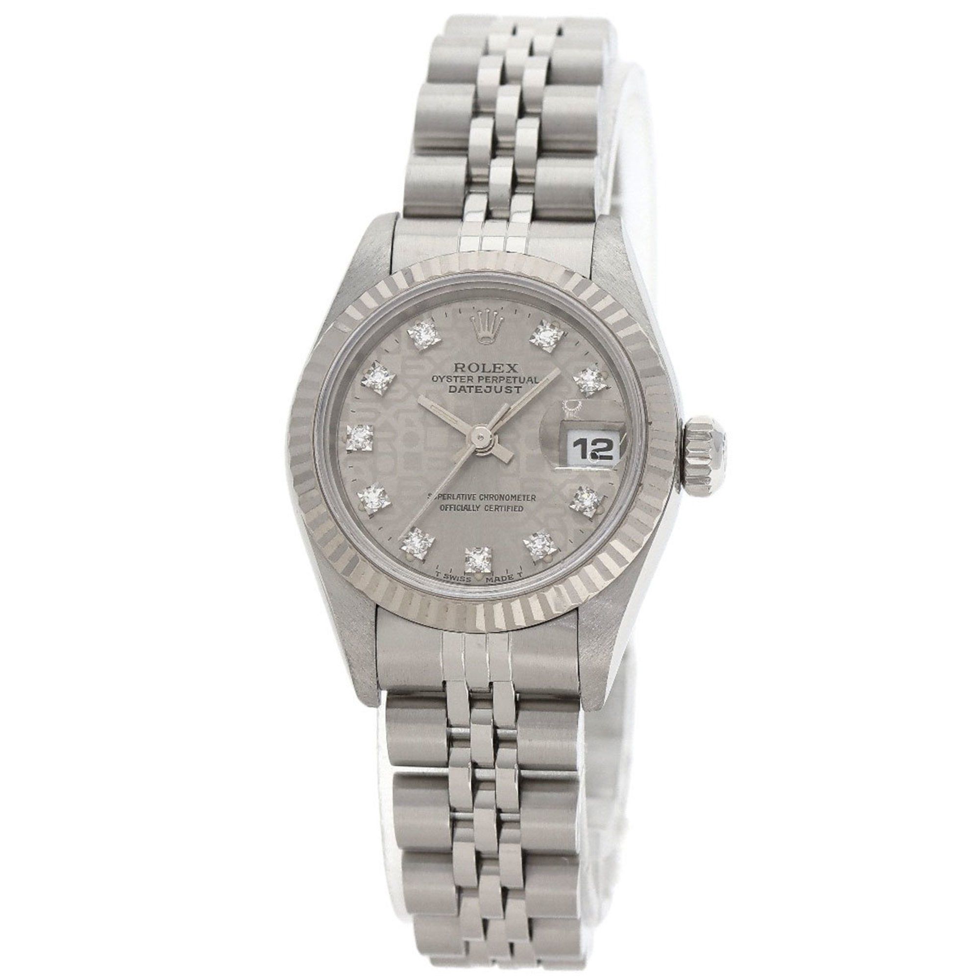 Rolex 69174G Datejust 10-Piece Diamond Watch in Stainless Steel/SS/18K White Gold for Women
