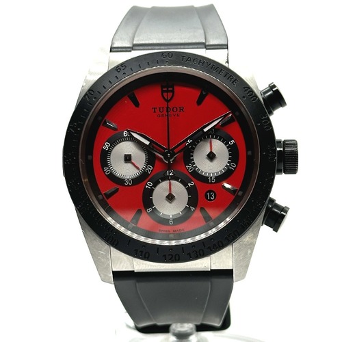 TUDOR 42010 Fastrider Chronograph Automatic Watch Stainless Steel Men's Red Dial Silver