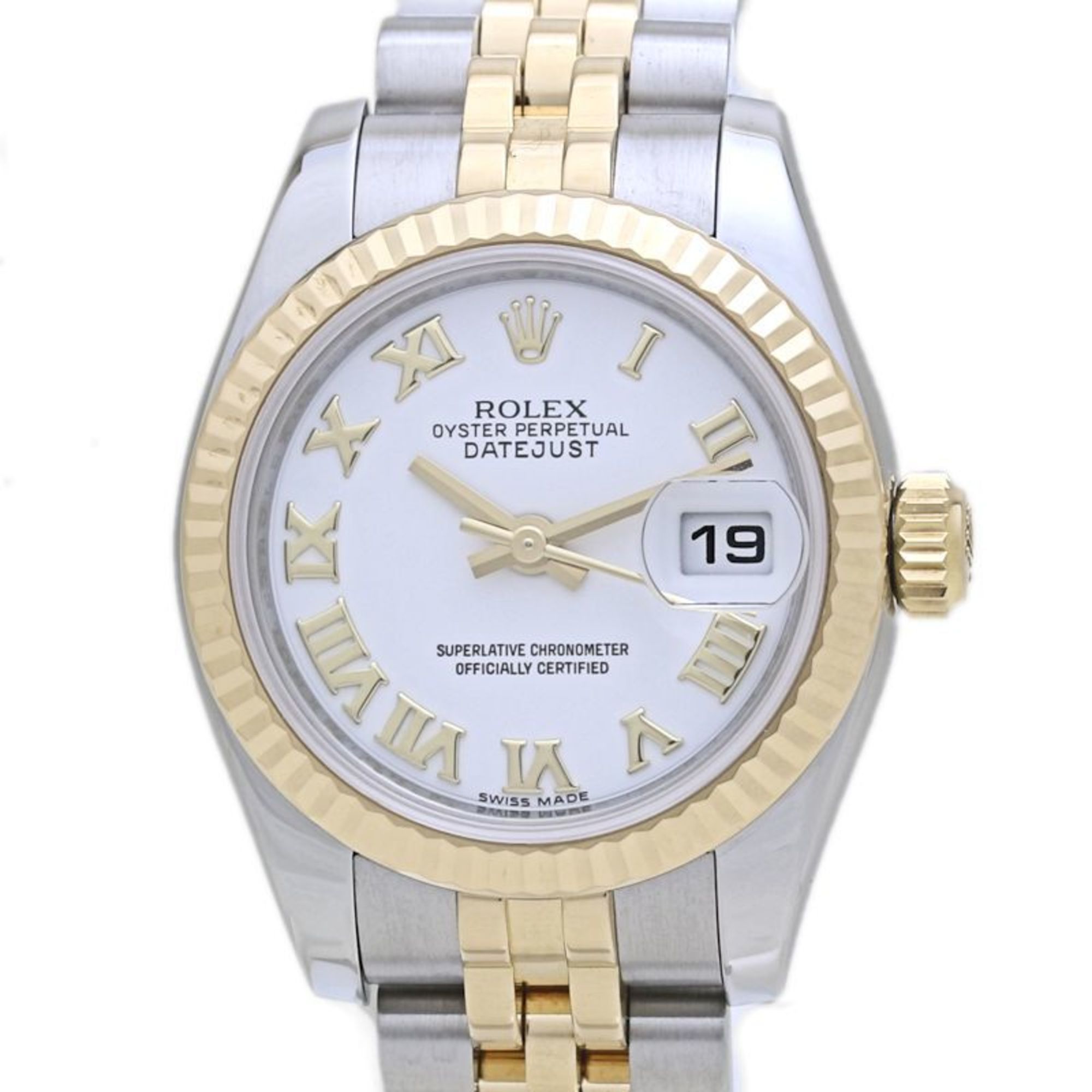 ROLEX Rolex Datejust White Roman numerals, random number 179173, women's watch in 18K yellow gold an