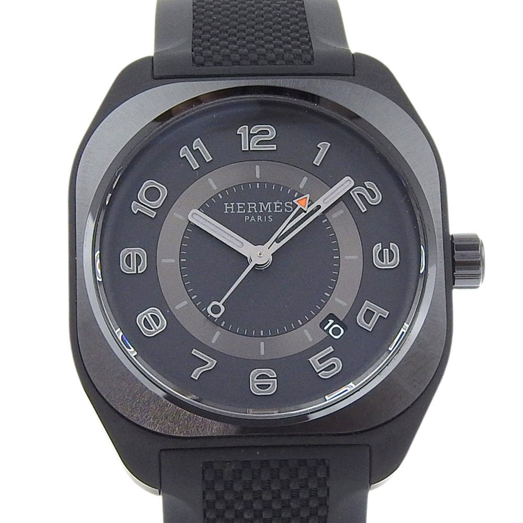 Hermès H08 Date Watch, caliber H1837 SP1.745, titanium and rubber, automatic winding, analog display