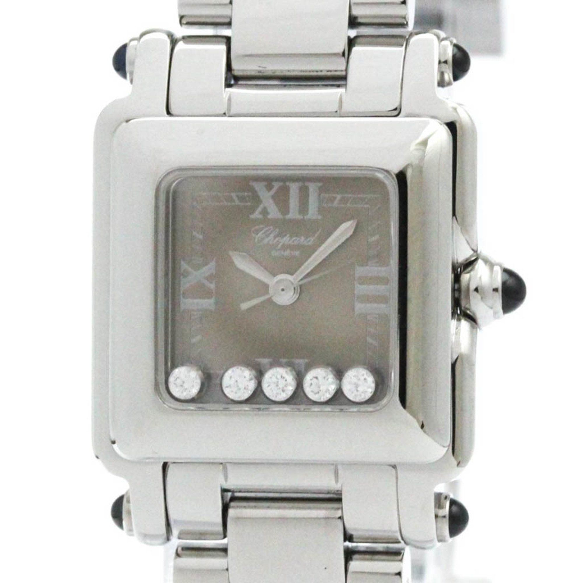Polished CHOPARD Happy Sport Diamond Steel Ladies Watch 27/8893-23