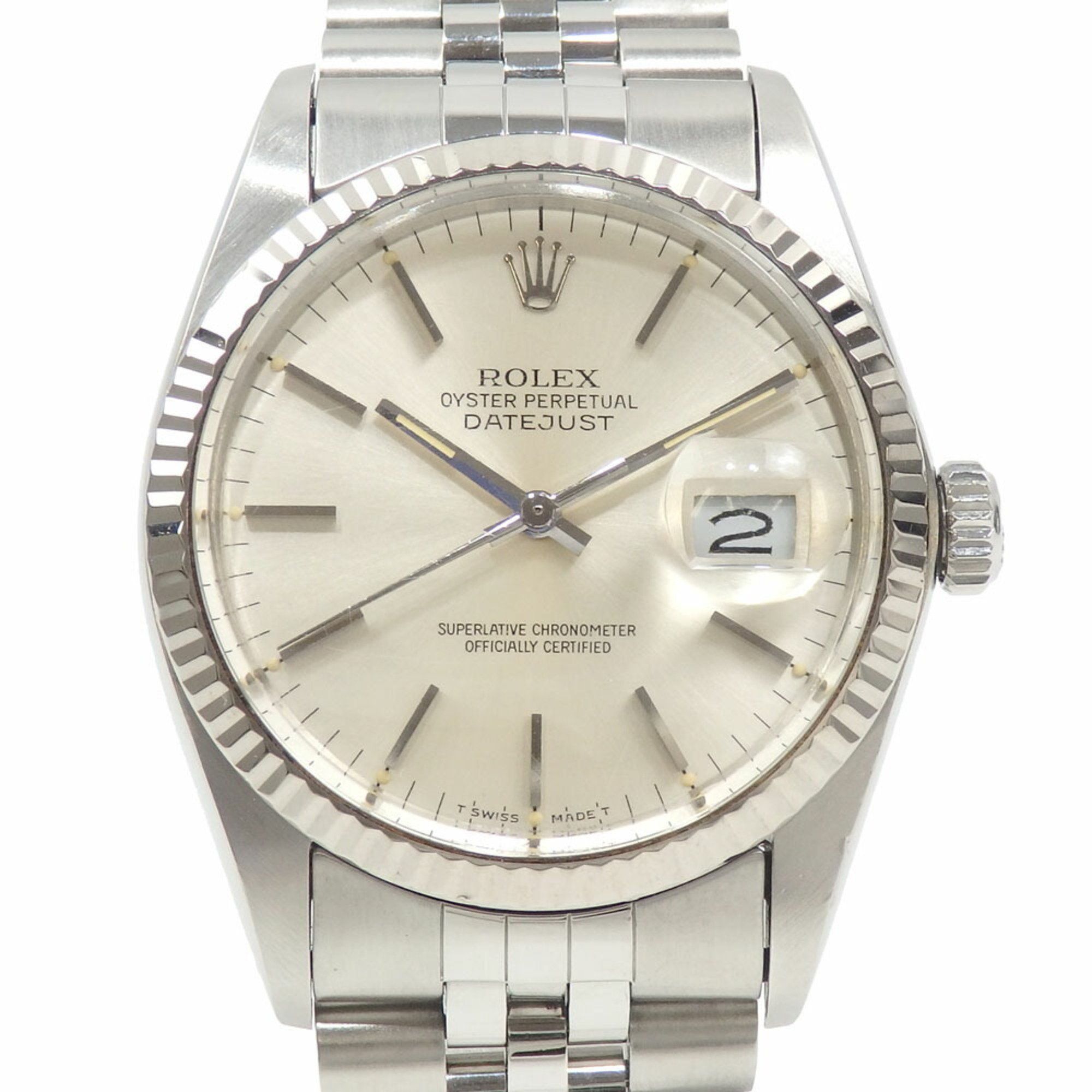 Rolex Datejust Men's 16014 Automatic Stainless Steel White Gold Watch A2246377