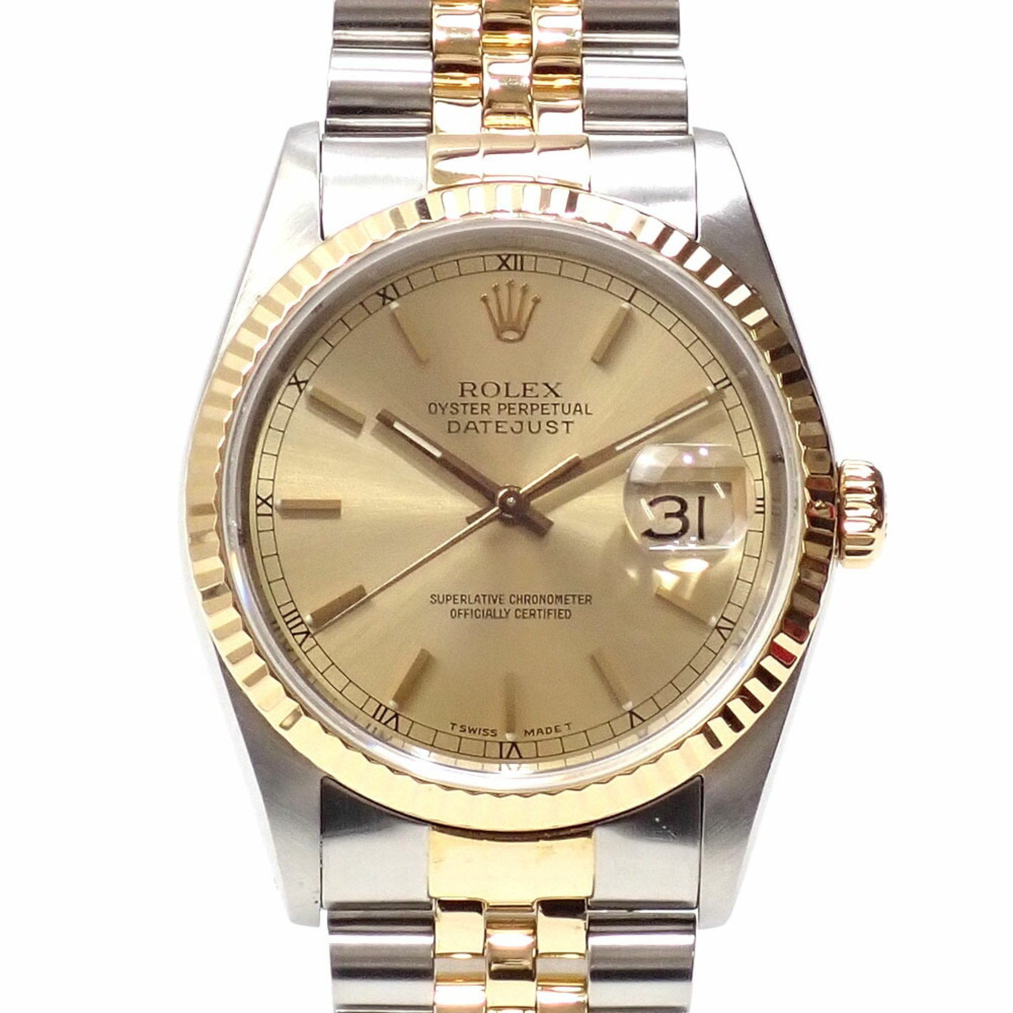 Rolex Datejust Men's 16233 Automatic L-Serial Number, Circa 1990, Stainless Steel Yellow Gold Watch,