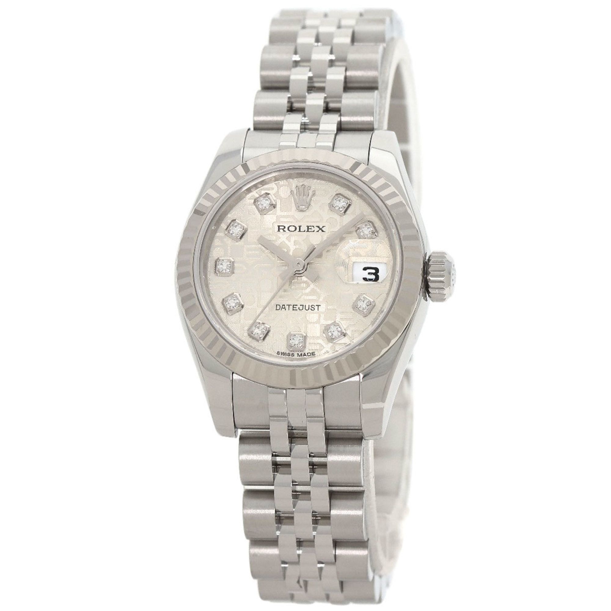 Rolex 179174G Datejust 10P Diamond Watch Stainless Steel SS K18WG Ladies ROLEX