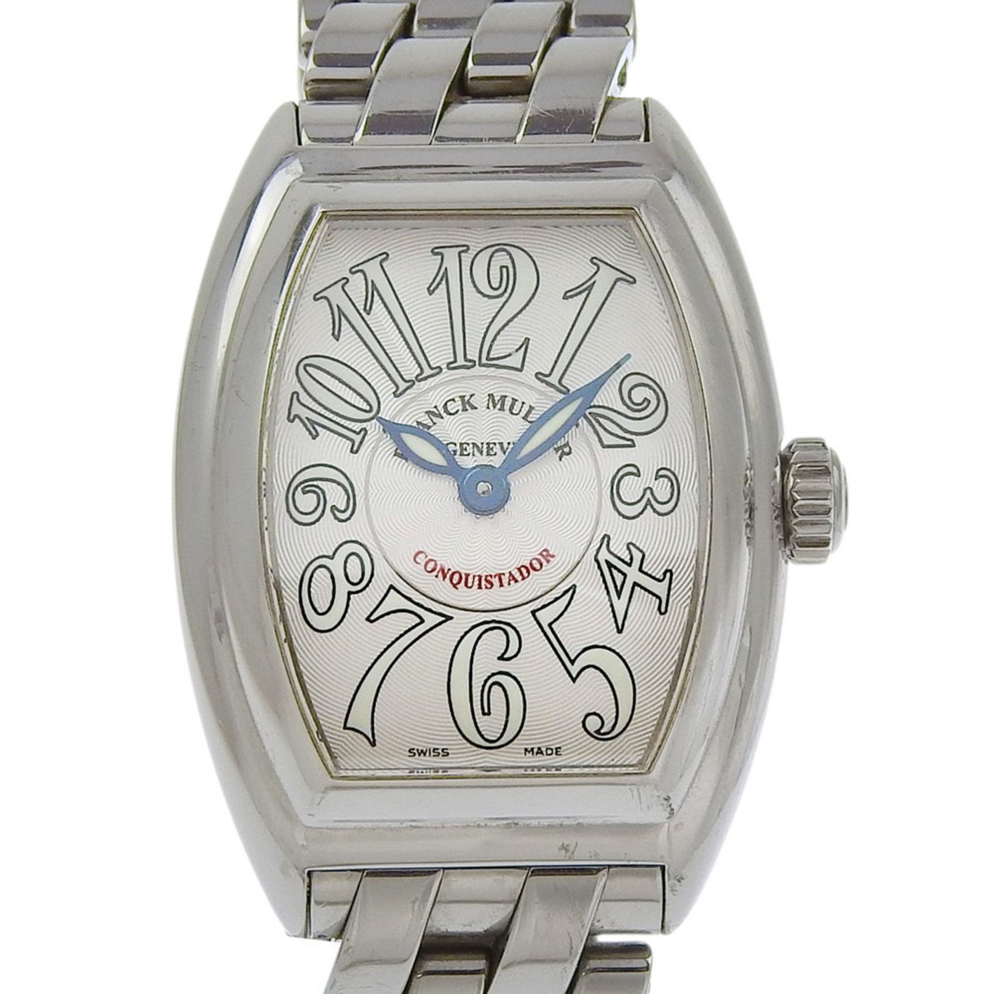 Franck Muller Conquistador Watch 8005L Stainless Steel Quartz Analog Display Silver Dial Women's