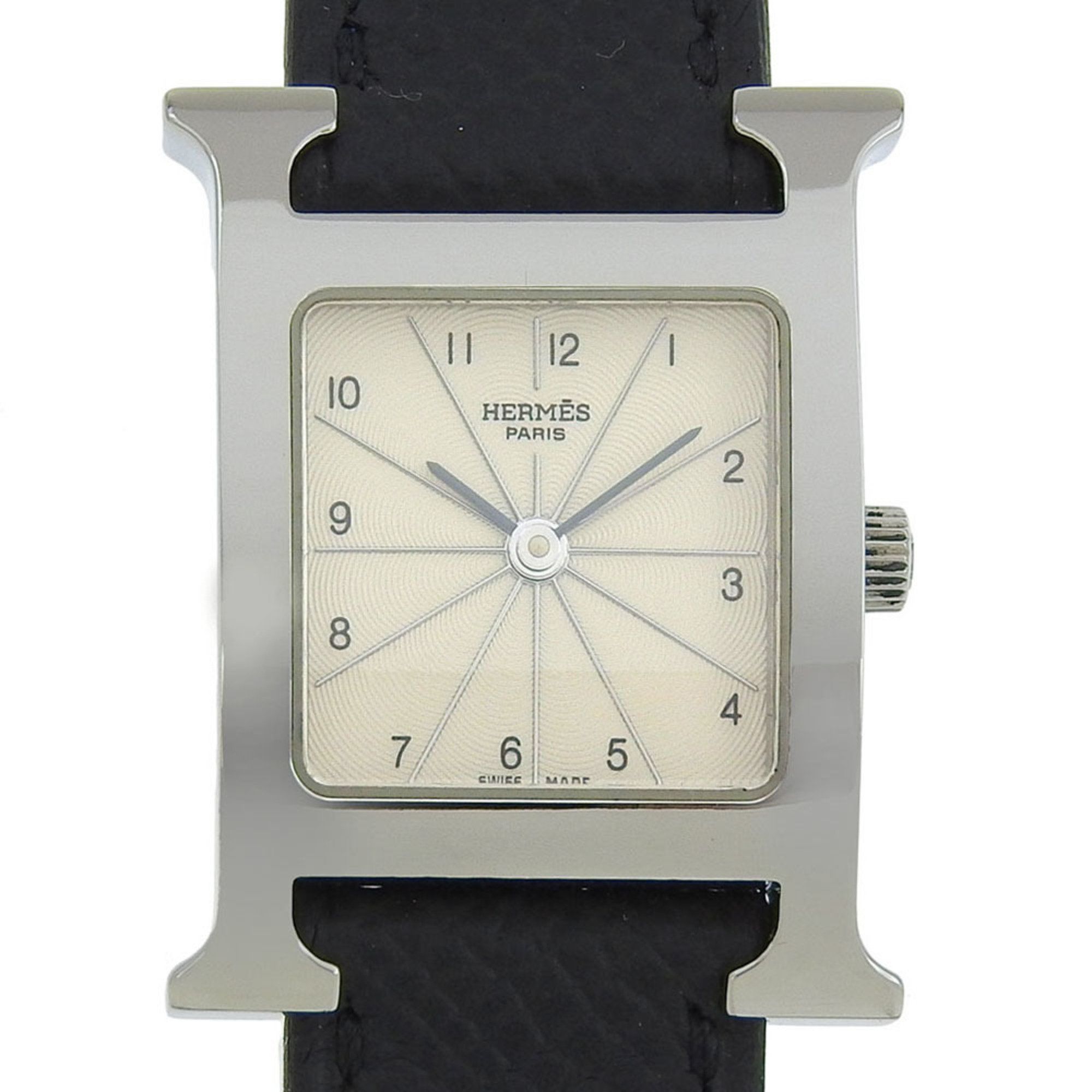 Like new Hermes HERMES H Watch HH1 210 White dial SS/leather Quartz Battery Approx. 21mm Ladies' wat