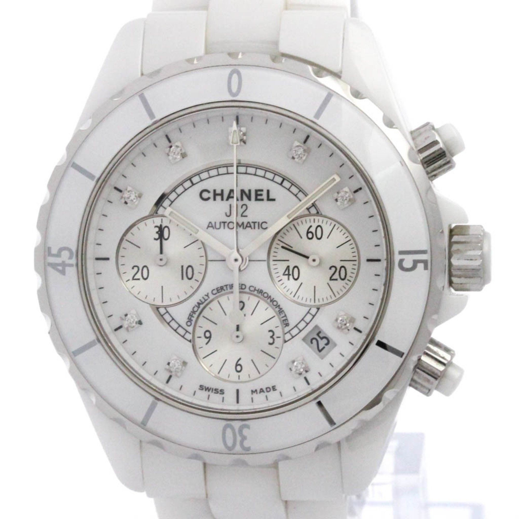 CHANEL J12 Chronograph Diamond Ceramic Automatic Watch H2009