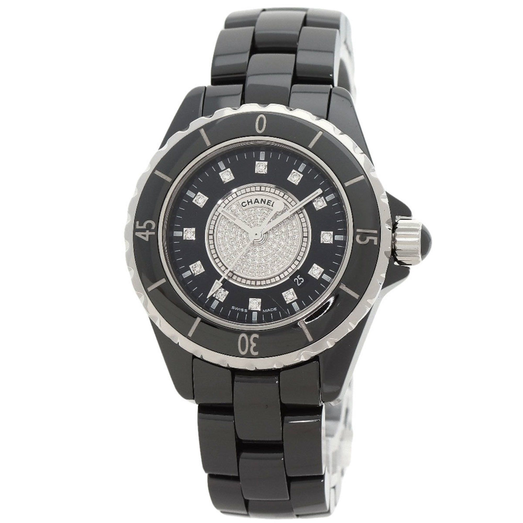 CHANEL H2122 J12 33mm Center Diamond Ceramic/Ceramic Women's Watch