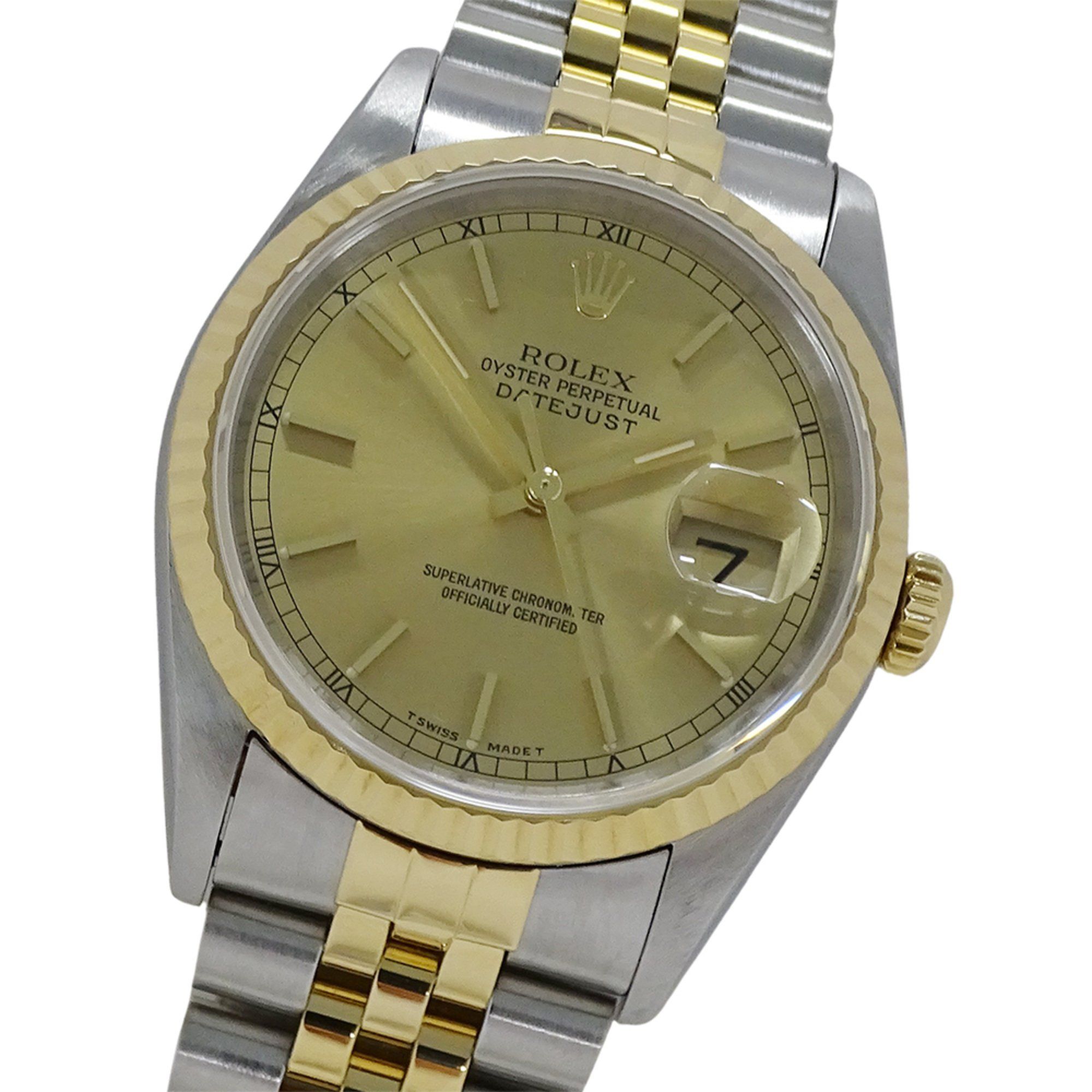 Rolex Datejust 16233 W-number Men's Automatic Watch, Stainless Steel, Gold, and Yellow Polished