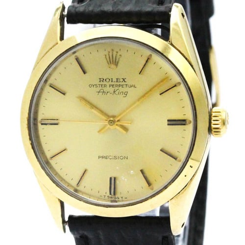 Vintage ROLEX Air King 5520 Gold Plated Leather Automatic Mens Watch