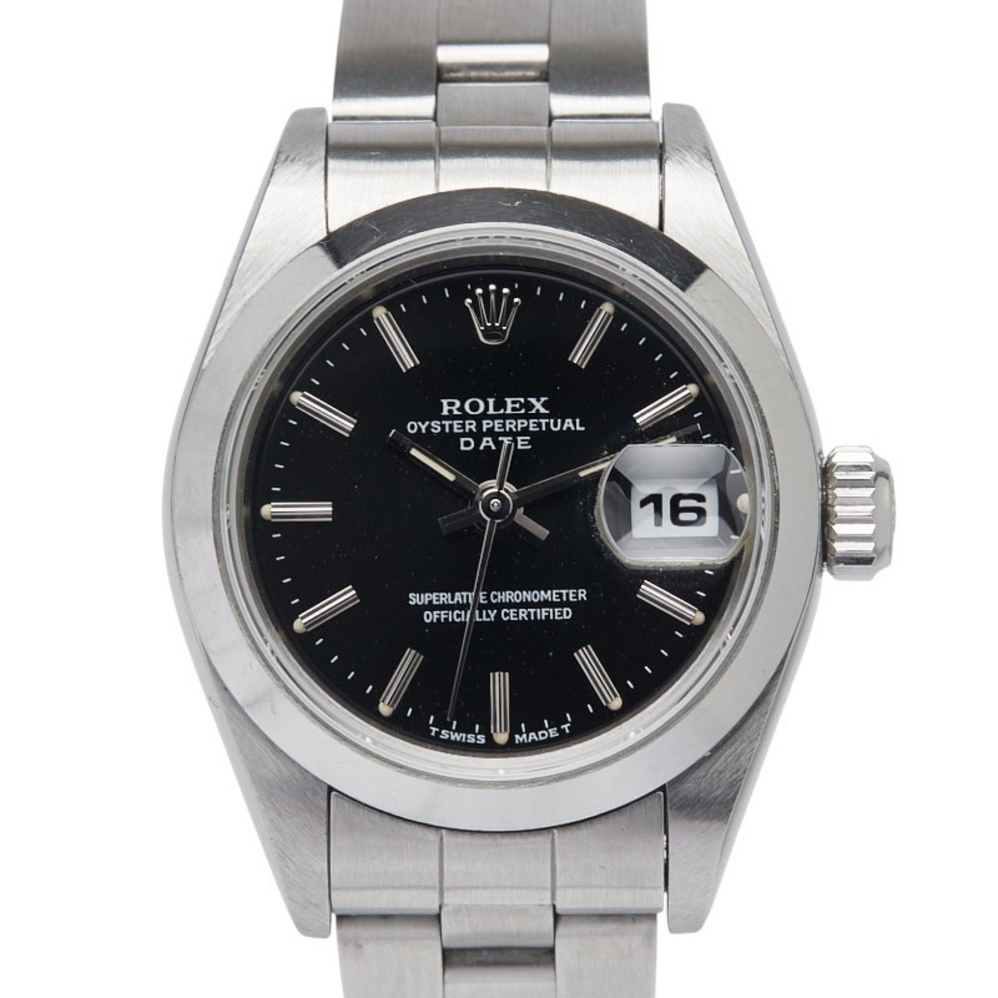 Rolex Oyster Perpetual Watch 69160 Automatic Black Dial Stainless Steel Women's ROLEX