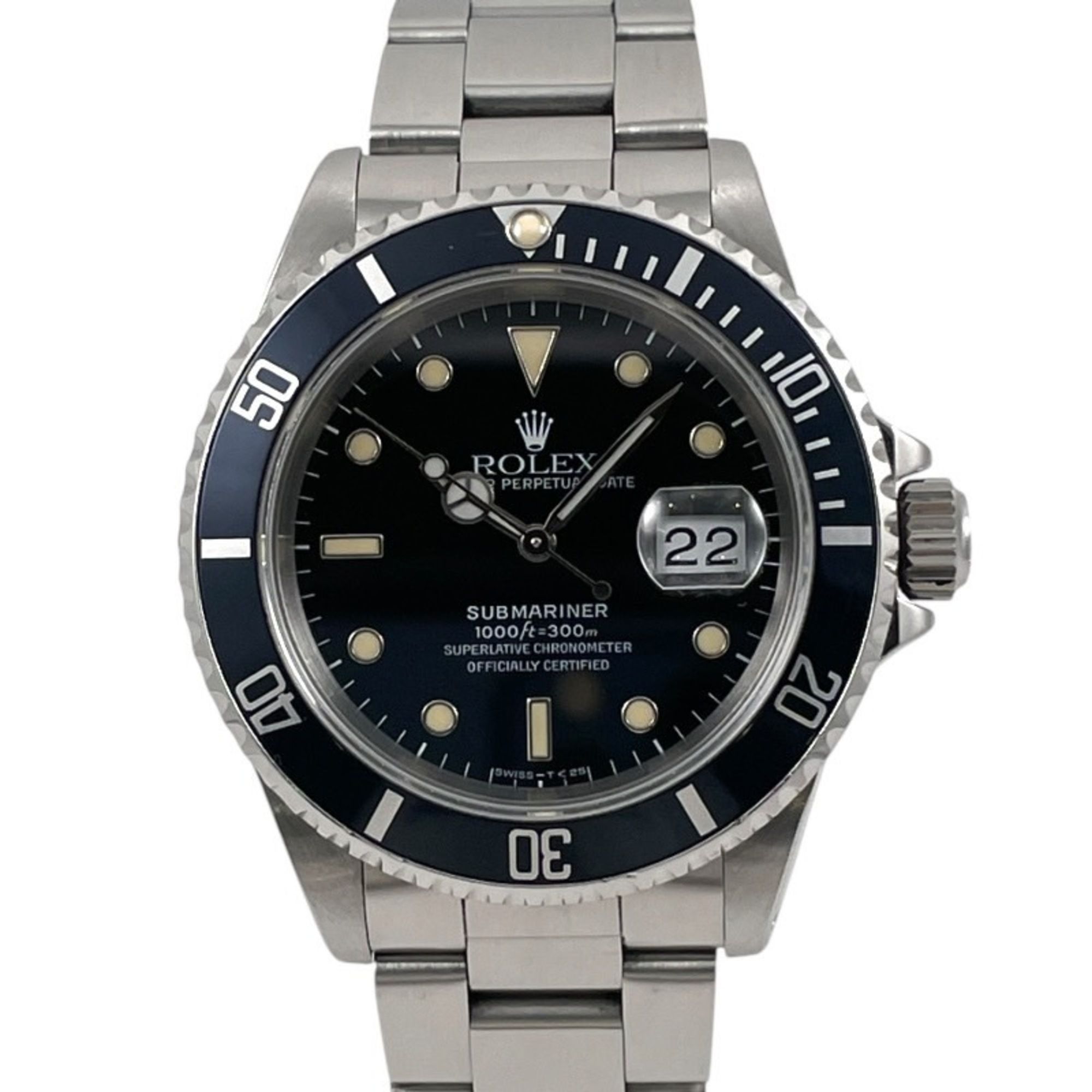 ROLEX Rolex Submariner 16610 Men's Stainless Steel Automatic Watch, Black with Tritium Movement, N-S