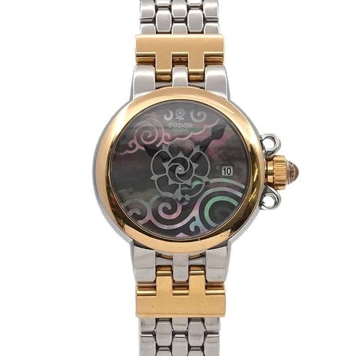 TUDOR Clair de Rose Two-tone Watch 35101 Women's with Date Display, Black Shell and Yellow Gold, Aut