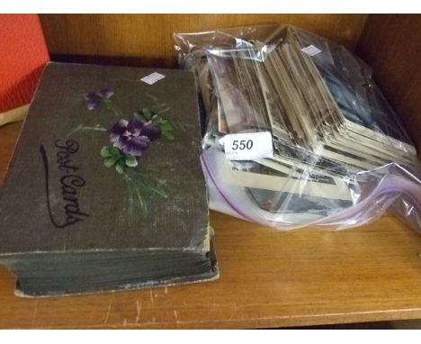 ALBUM OF VINTAGE POSTCARDS AND PACKET OF POSTCARDS