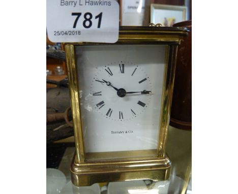 CARRIAGE CLOCK MARKED TIFFANY AND CO
