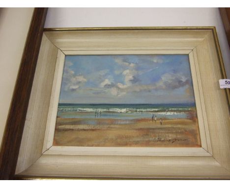 OIL ON BOARD - SEASCAPE SIGNED BOTTOM RIGHT - PAULINE BROWN 
