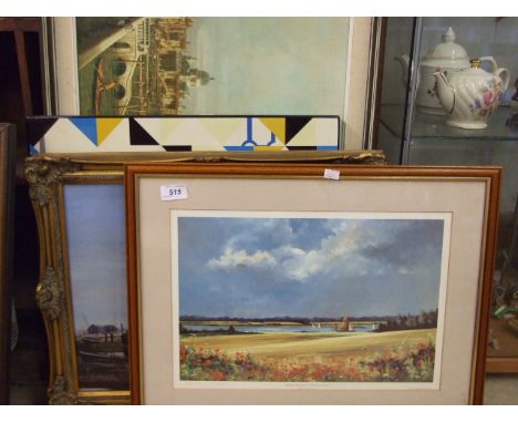 PICTURE OF ESTUARY AND 'SHIRLEY CARNT' SIGNED PRINT, AND TWO OTHERS 