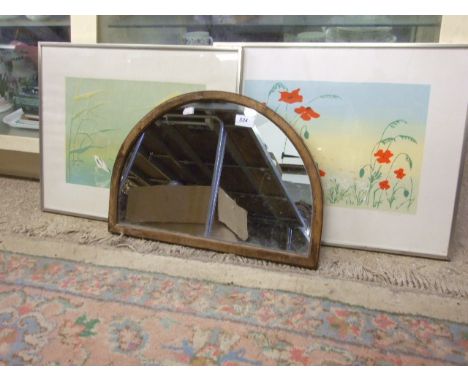 ARCHED SHAPE MIRROR AND 2 LTD EDITION PRINTS BY MONA THOMPSON