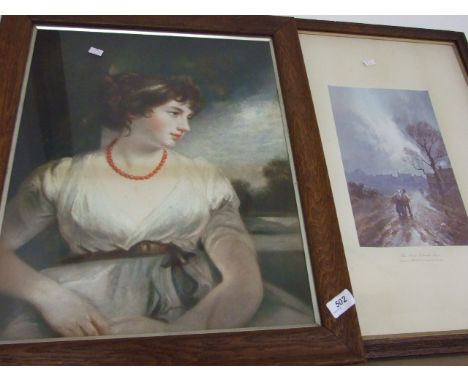 PRINT OF 'THE DAYS LABOUR DONE' AND PRINT OF YOUNG GIRL BY ARTHUR REYNOLDS 