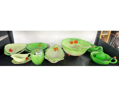A group of Carlton ware leaf pattern ceramic items.