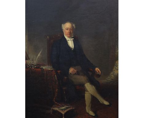 Early 19th Century English School Portrait of a seated gentlemanOil on canvas59 x 47cm.