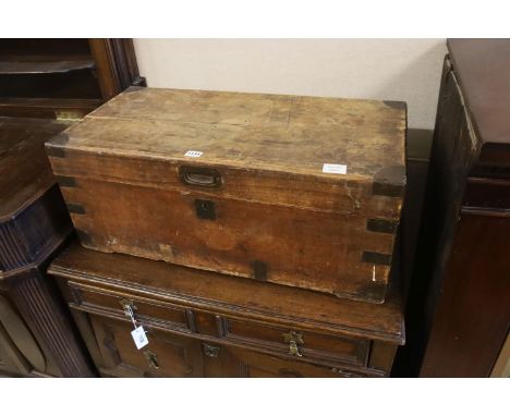 A small 19th century brass mounted camphorwood trunk, length 74cm, depth 36cm, height 29cm