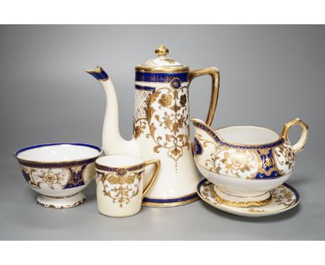 An extensive Noritake tea and coffee service with cobalt blue and gilt decoration