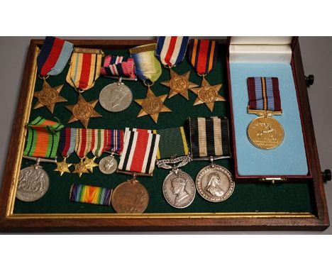 A George VI Efficiency medal to 885238 SJT. R. .BURRIDGE .R.A. various unnamed WW2 medals and miniatures