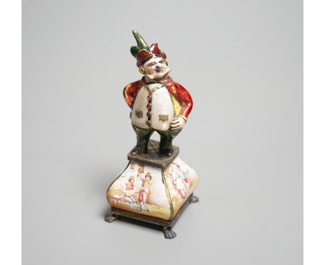 A 19th century Viennese silver and polychrome enamel figure of a jester, height 10cm