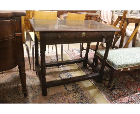 A 17th century oak side table, width 99cm, depth 55cm, height 80cm