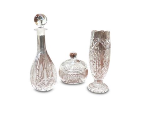 including a decanter, powder bowl and cover and a vase (3)